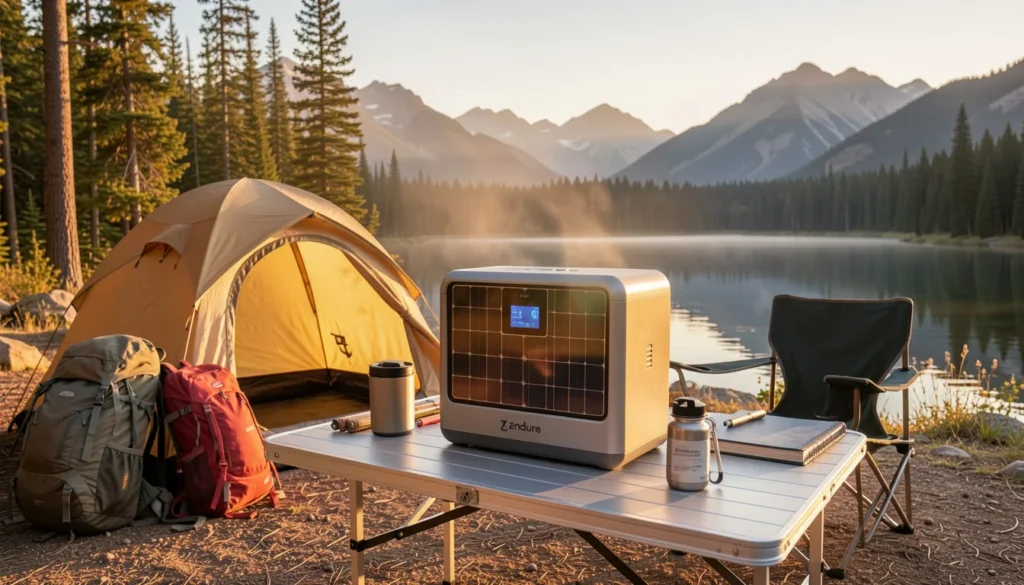 Zendure SolarFlow 800 Pro powering devices at a scenic camping site